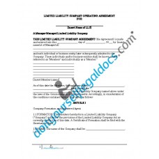 Limited Liability Company Operating Agreement - Manager Managed - Massachusetts
